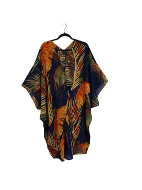 Thread Story Womens Tropical Print Sheer Kimono Cover-Up XL Cárdigan Oversize